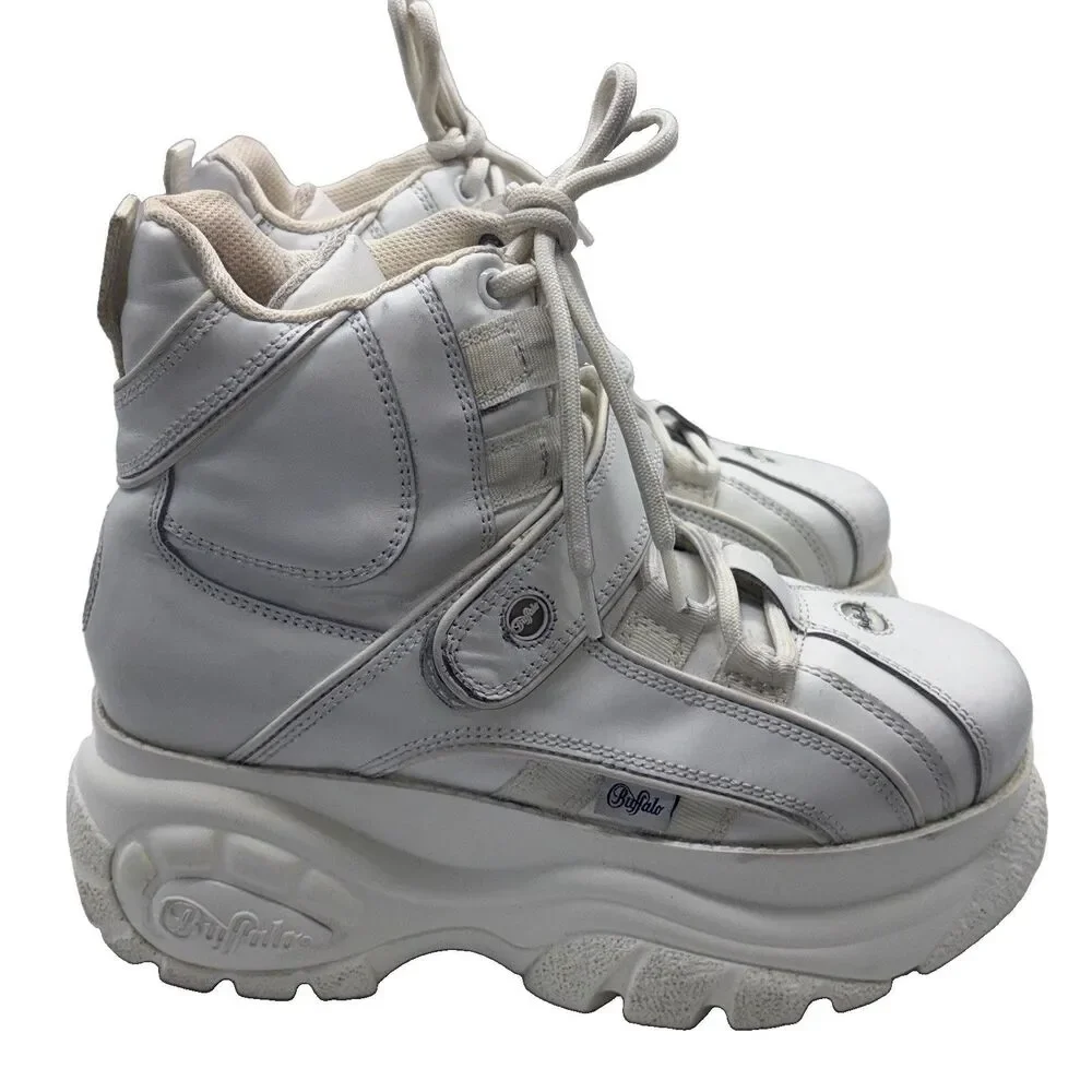 Buffalo London Platform Boots High Top Sneakers White Women’s Size 40 US 9-9.5
